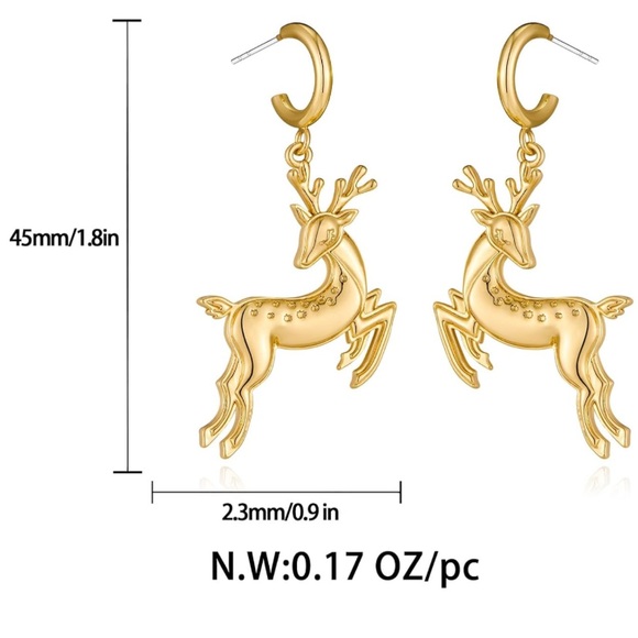 14k Reindeer Earrings - Picture 7 of 7